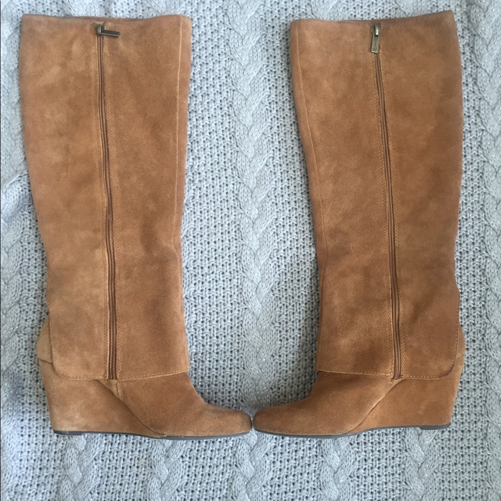 Tan knee high boots